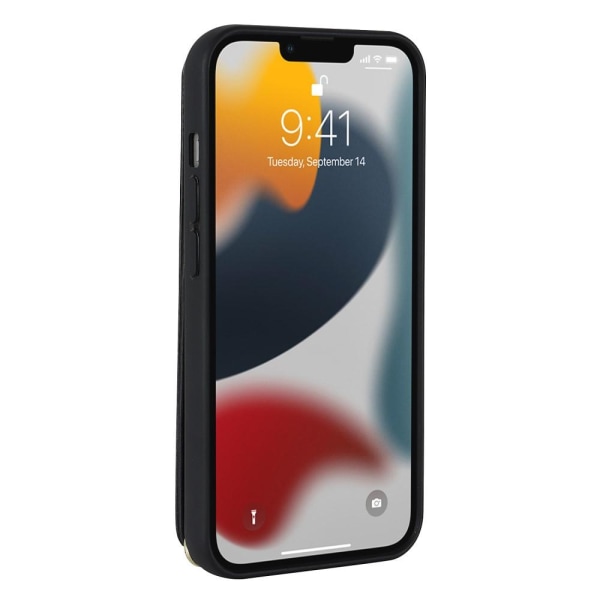 SKALO iPhone 15 Pro PU-nahkainen Suojakuori Lompakolla - Musta Black