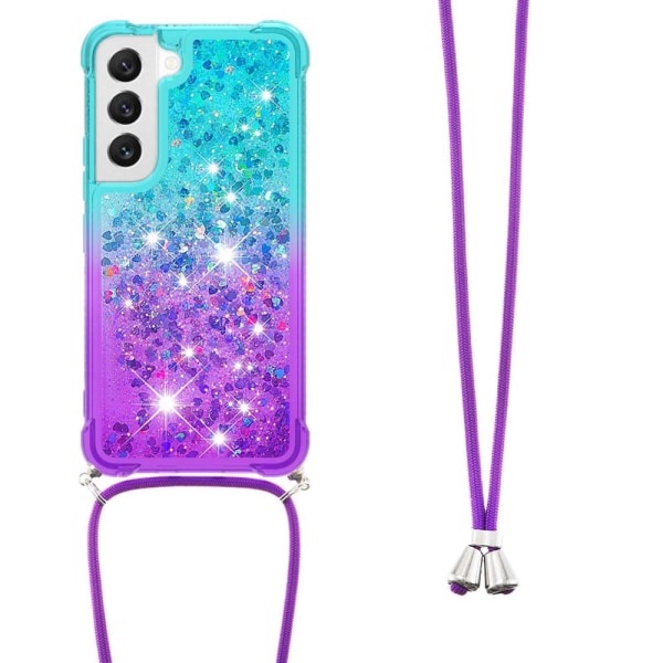 SKALO Samsung S23 Kvicksand Glitter Mobile Collar - Turkis-Lilla Multicolor