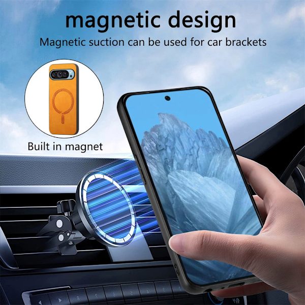 SKALO Google Pixel 9/9 Pro PU læder Hybrid Cover - Brun Brown