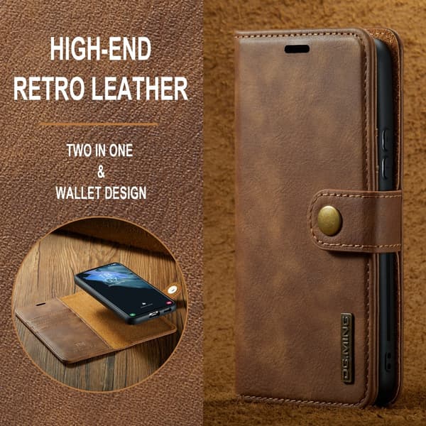 DG MING Samsung S24+ 2-i-1 Magnet Pungetui - Brun Brown