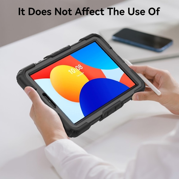 SKALO Xiaomi Redmi Pad SE 8.7 Armor 360 kahva olkahihna+Näytönsuoja Kotelo - Musta Black