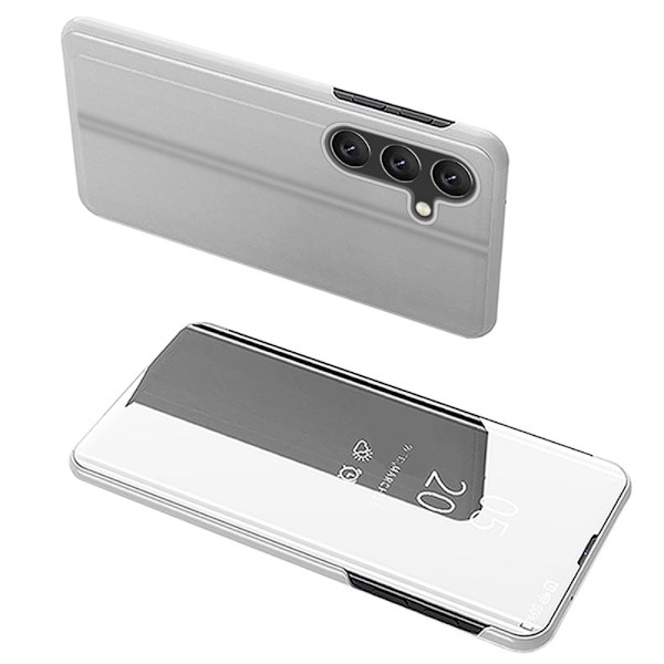 SKALO Samsung A35 5G Clear View Plånboksfodral - Silver Silver