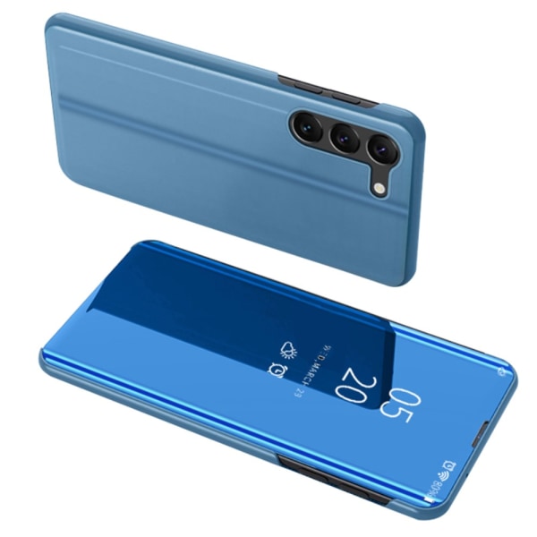 SKALO Samsung S24+ Clear View Mirror Lompakko - Sininen Blue