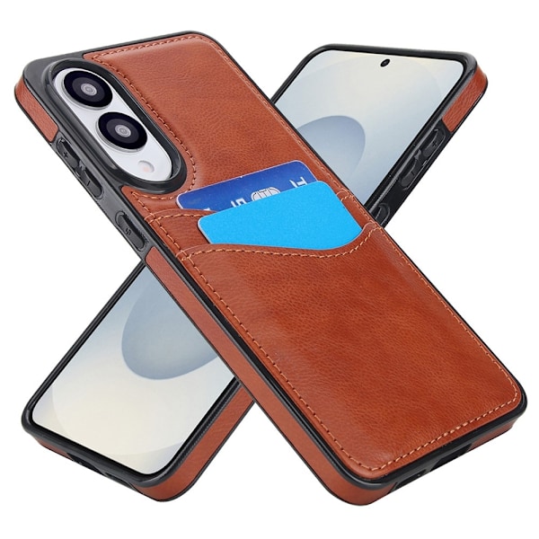 SKALO Samsung S25 Edge PU-Nahkainen Korttikotelo Suojakuori - Ruskea Brown