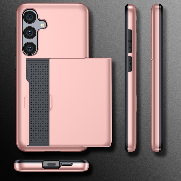 SKALO Samsung S24 FE Armor Cover kortholder - Rosa guld Pink gold