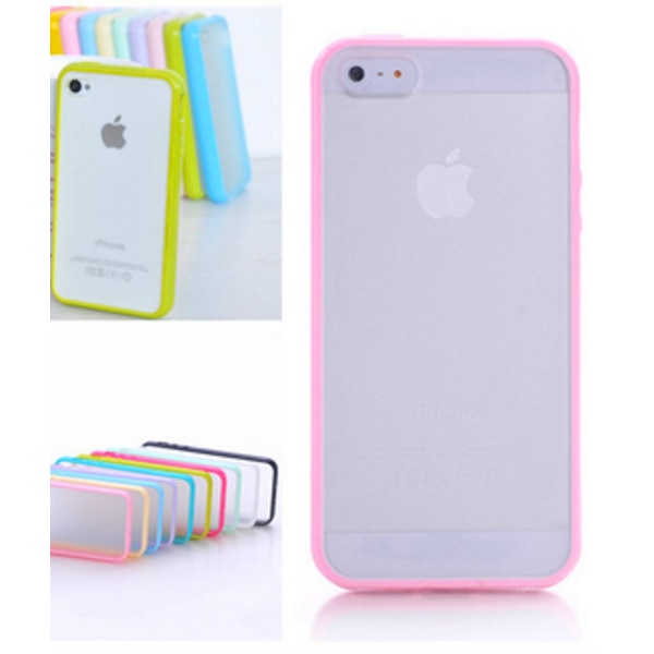 Frostat Transparent skal med färgad ram iPhone 5/5S/SE Light blue
