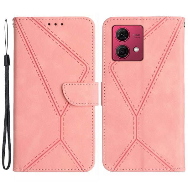 SKALO Motorola Edge 40 Neo 5G Embossed Plånboksfodral i PU-Läder - Rosa Rosa