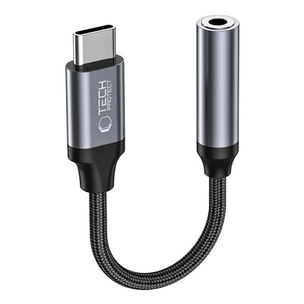 Tech-Protect UltraBoost adapter USB-C til 3.5mm jack - Sort Black