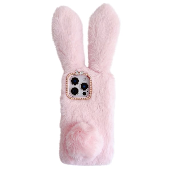 SKALO iPhone 16 Pro 3D Soft Furry Bunny Ears Skal - Rosa Rosa