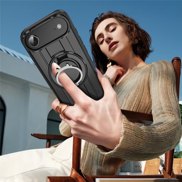 SKALO iPhone Air Roterende Ring Cover - Sort Black