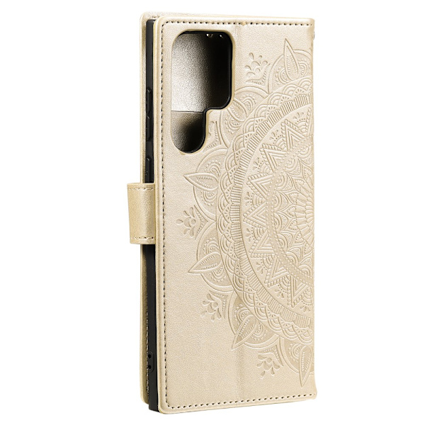 SKALO Samsung S24 Ultra Mandala Flip Cover - Guld Gold