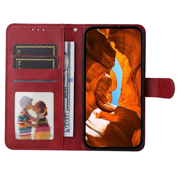 SKALO Motorola Moto G15 4G PU-nahka Lompakkokotelo - Valitse väri Red
