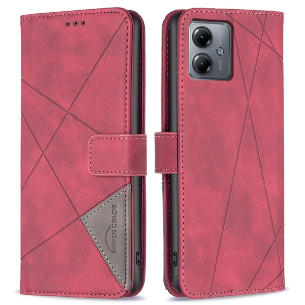 Motorola Moto G14 BINFEN COLOR Embossed Plånboksfodral - Röd Röd