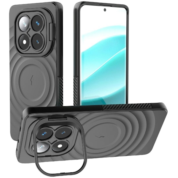 SKALO Xiaomi Redmi Note 14 Pro 5G Ripple Texture Suojakuori - Musta Black