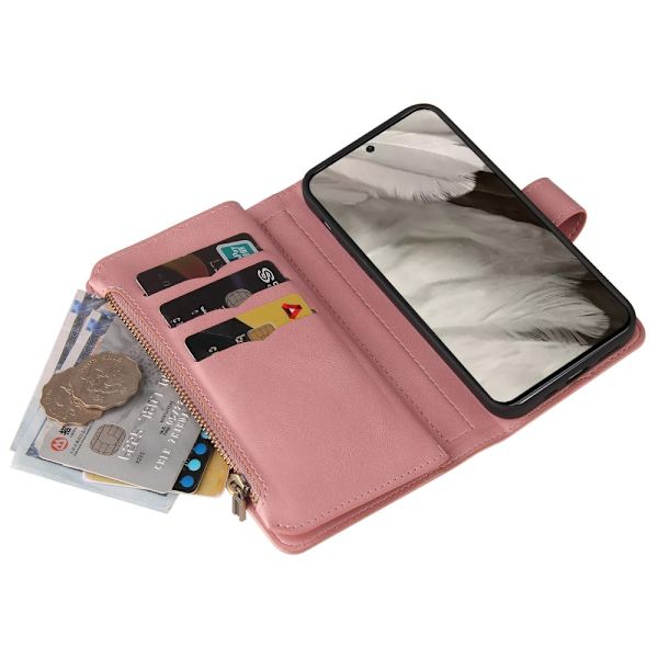 SKALO Google Pixel 8 Big Wallet 17-FACK Plånboksfodral - Rosa Rosa