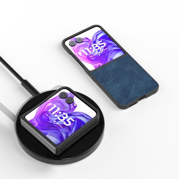 SKALO Motorola Razr 50 Ultra 5G ABEEL PU-Läder Fold Skal - Blå Blå