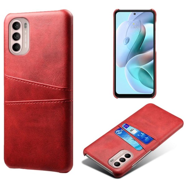 SKALO Moto G31 / G41 PU nahkainen korttikotelon kansi - punainen Red