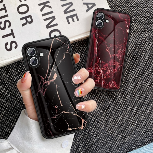 SKALO iPhone 16 Plus Marmor hærdet glas TPU Cover - #1 Multicolor