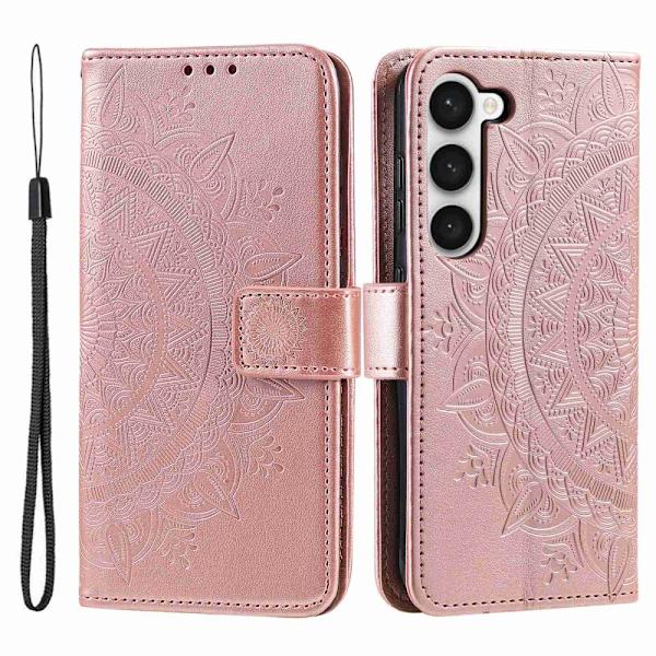 SKALO Samsung S23 Mandala lompakkokotelo - Ruusukulta Pink gold