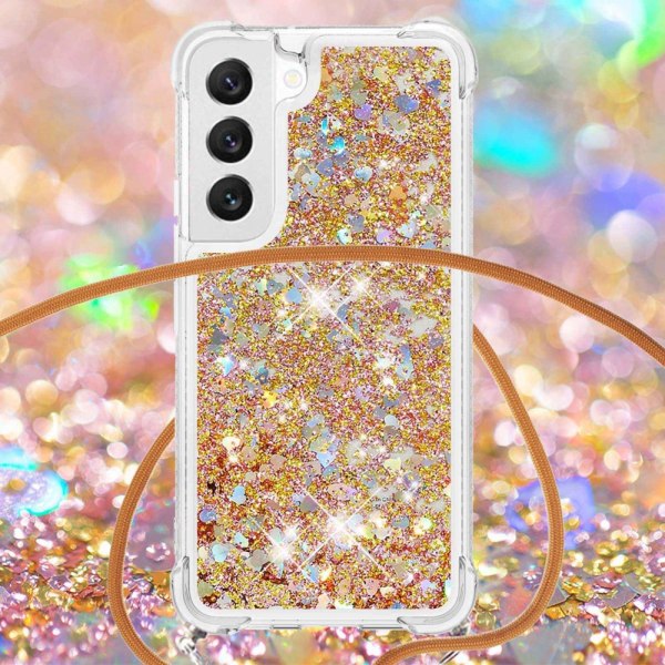 SKALO Samsung S23 Kvicksand Glitter Mobile Collar - Guld Gold