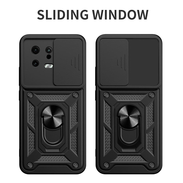 SKALO Xiaomi 13 Lite Armor Hybrid Metallring Kameraslider - Röd Röd