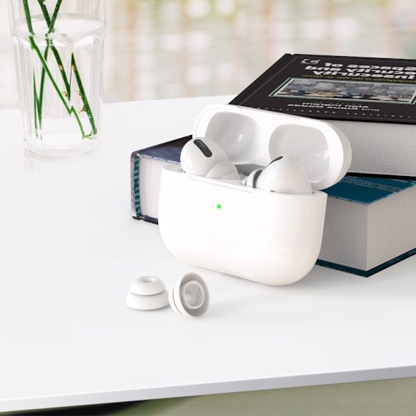 2-PAKK AHASTYLE AirPods Pro 1/2 silikone Ørepropper med dobbelt design L - Hvid White