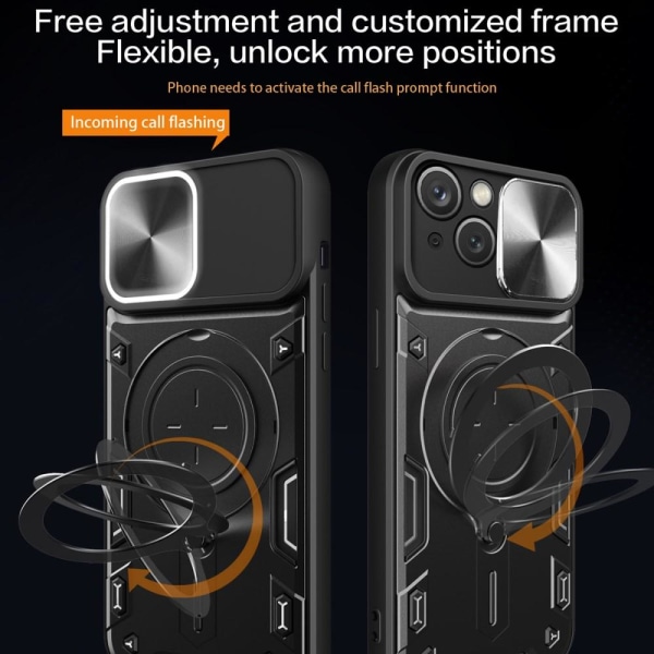 SKALO iPhone 15 Armor Hybrid Magnetring Kameraslider - Blå Blå