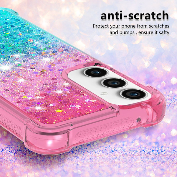 SKALO Samsung S23 FE Kvicksand Glitter Hjärtan TPU-skal - Rosa-T multifärg