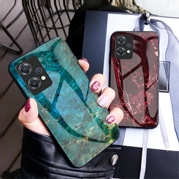 SKALO OnePlus Nord CE 2 Lite 5G Marmor Härdat Glas TPU-skal - Motiv 1 multifärg