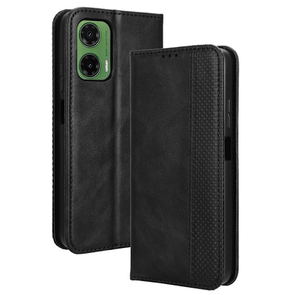 SKALO Motorola Moto G35 5G Embossed Premium Plånboksfodral - Svart Svart