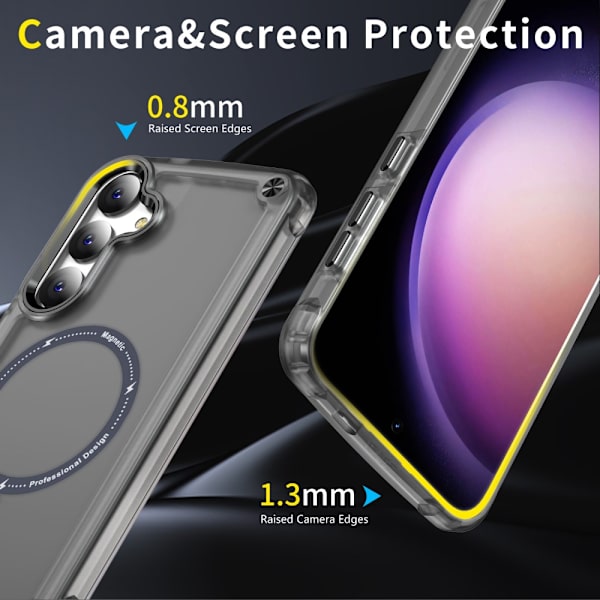 SKALO Samsung S24 Läpinäkyvä TPU Magneetti/Metal Suojakuori - Musta Black