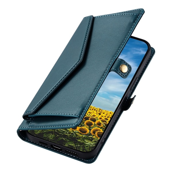 SKALO iPhone 16e PU-Läder Envelope Plånboksfodral - Grön Grön
