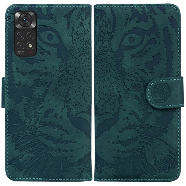 SKALO Xiaomi Redmi Note 11 Embossed Tiger Plånbok - Grön Grön