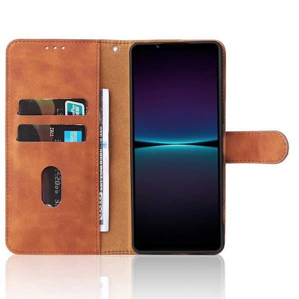 SKALO Sony Xperia 1 IV Matt PU Nahka lompakkokotelo - Ruskea Brown