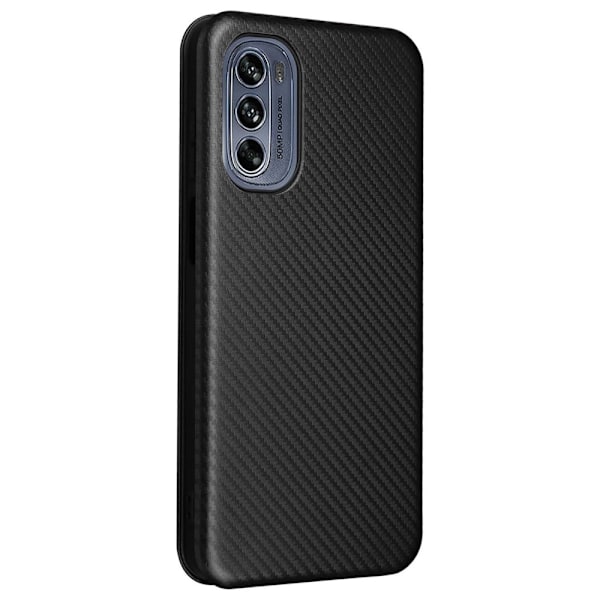 SKALO Motorola Moto G62 5G Carbon Fiber Plånboksfodral - Svart Svart