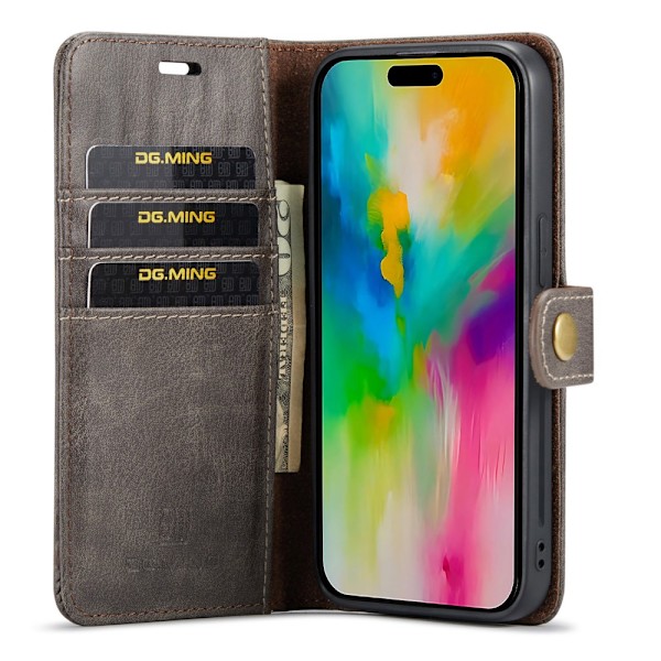 DG MING iPhone 16 Pro Max 2-i-1 Magnet Pungetui - Grå Grey