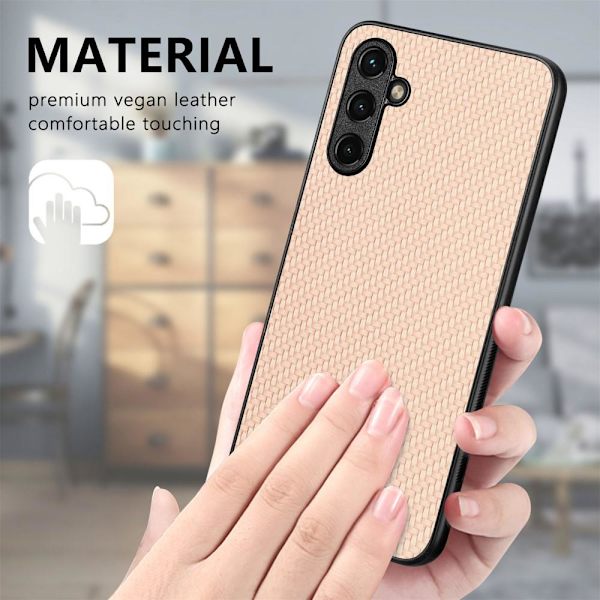 SKALO Samsung A14 4G/5G Carbon Fiber TPU-suojakuori - Khaki Khaki