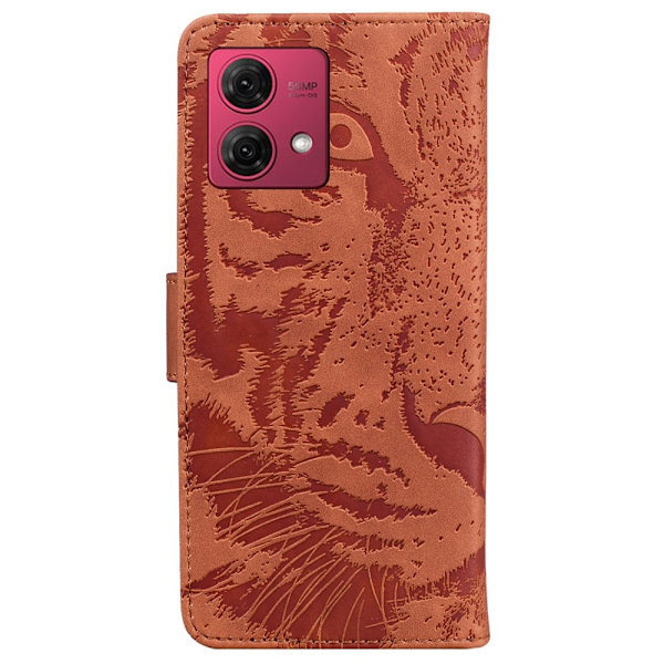 SKALO Motorola Moto G84 5G Kohokuvioitu tiikerilompakko - Ruskea Brown