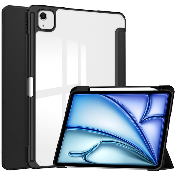 SKALO iPad Air 13 (2025) Trifold Fodral med Transparent Baksida - Svart Svart