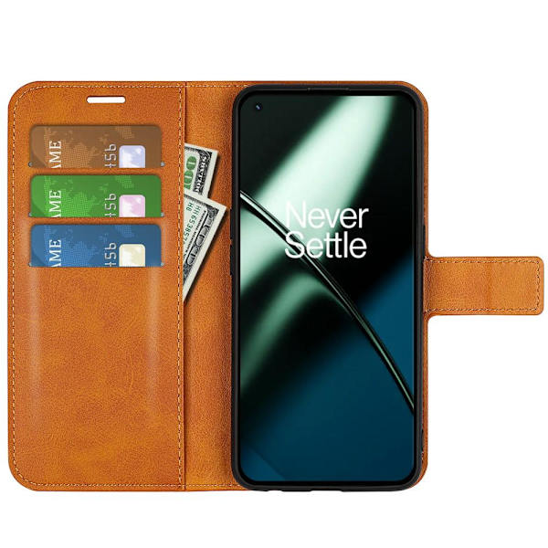 SKALO OnePlus 11 5G Plånboksfodral i PU-Läder - Ljusbrun Ljusbrun