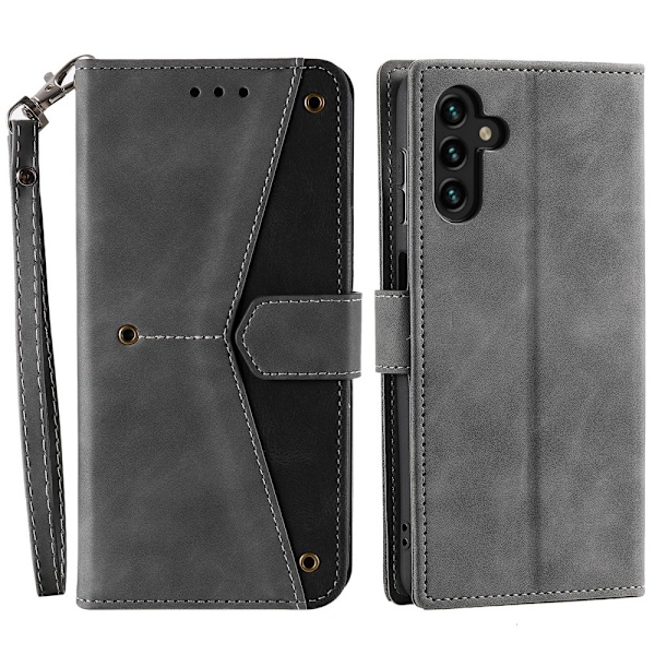 SKALO Samsung S25 Premium PU-læder Splicing Flip Cover - Grå Grey