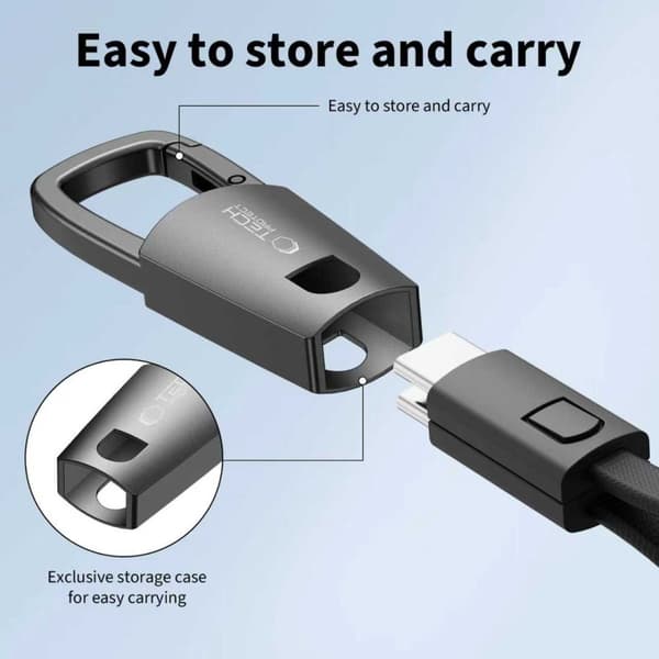 Tech-Protect Ultraboost DNA USB-C avaimenperäkaapeli 60W 17cm - Iron Grey Grey