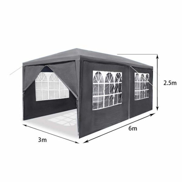 YUENFONG vattentät trädgårdslusthus 3x6m med 6 sidoväggar Partytält för trädgård, fest, bröllop, camping -