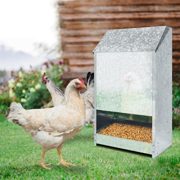 Automatisk foderautomat - YUENFONG - Feedomatic - Rostfritt stål - 50 kg - För fjäderfä Silver