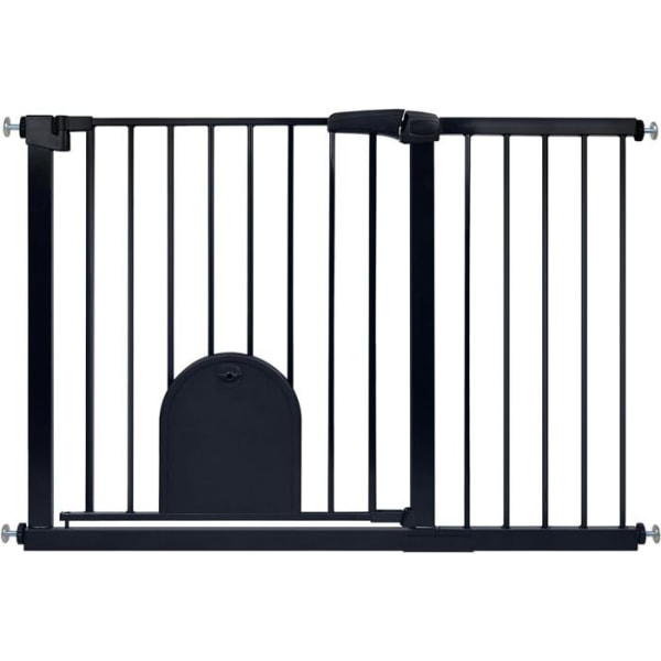 YUENFONG Stair Safety Gate, ingen borrning, med husdjursdörr, bredd 105-115 cm, svart