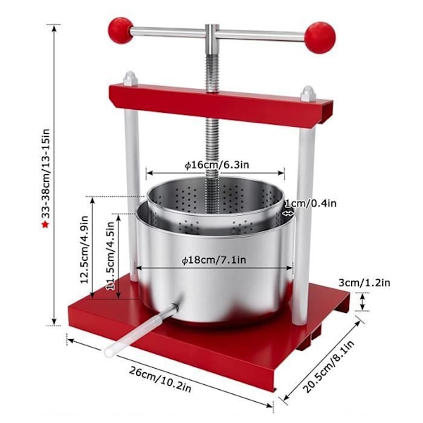 3L manuell fruktpressare Fruktpress med korg i rostfritt stål Mini Fruktkvarn Äppelpress potatispress