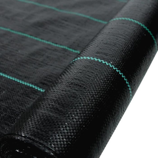 YUENFONG Mulchduk, Anti Ogräs 100 g-m², Rivbeständig, Anti-UV och vattengenomsläpplig, Svart (2×25 m) Svart
