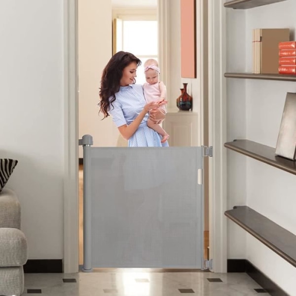 YUENFONG Stair Safety Gate utdragbar 0-150 cm - för spädbarn och husdjur, grå