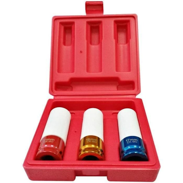 3-delad 1/2 tums slagnyckelsocket set med skyddshylsor Krom Molybden stålhylsor 17/19/21 mm