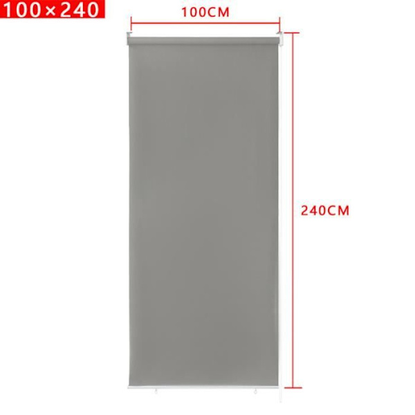 YUENFONG Utomhusgardin - Vertikal rullgardin Sekretessskärm för balkong Solskydd UV-skydd 100 x 240 cm, Grå